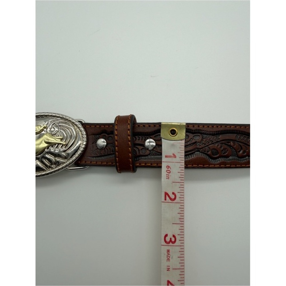 Nocona Belt Co. Boys Western Cowboy Rodeo Recycled Leather Brown Belt Size 22 - Picture 4 of 6
